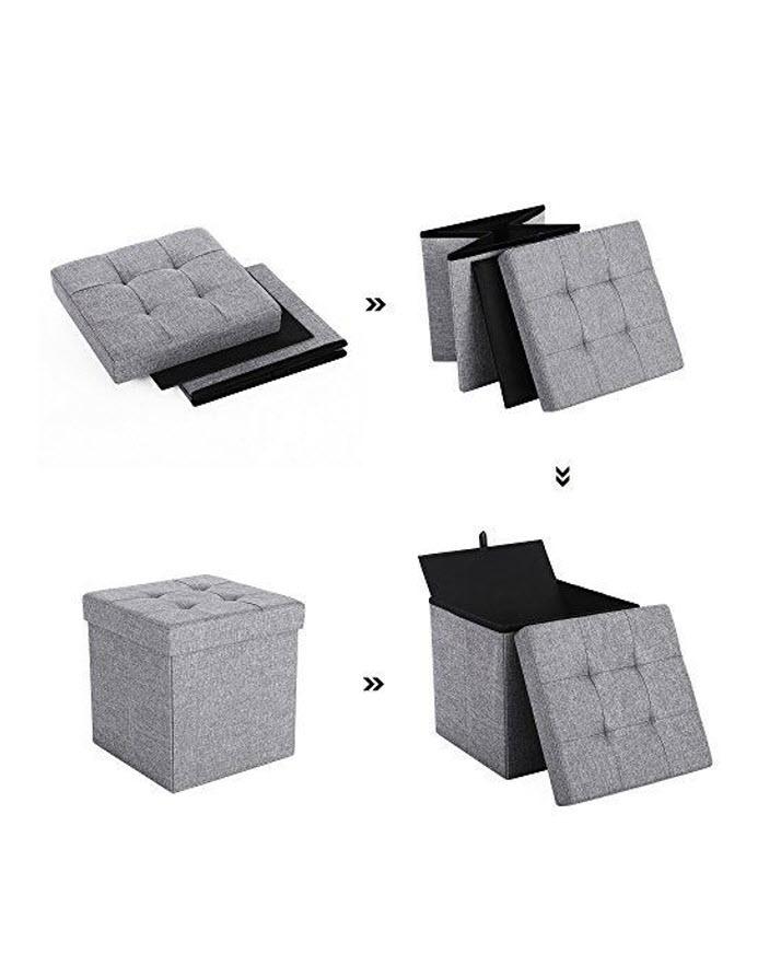 Foldable Storage Ottoman Cube Pouffe Seat Stool Box