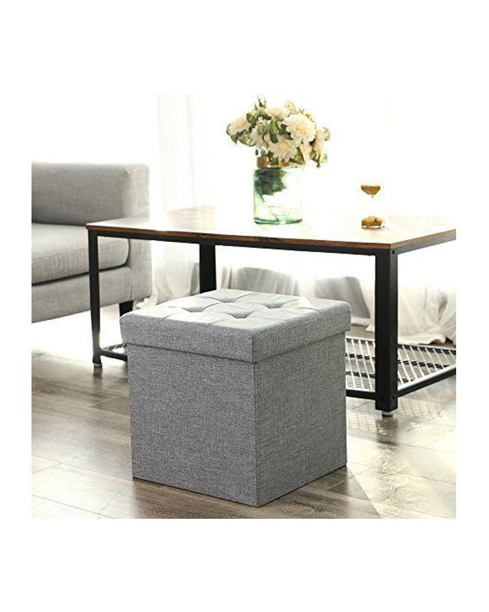 Foldable Storage Ottoman Cube Pouffe Seat Stool Box