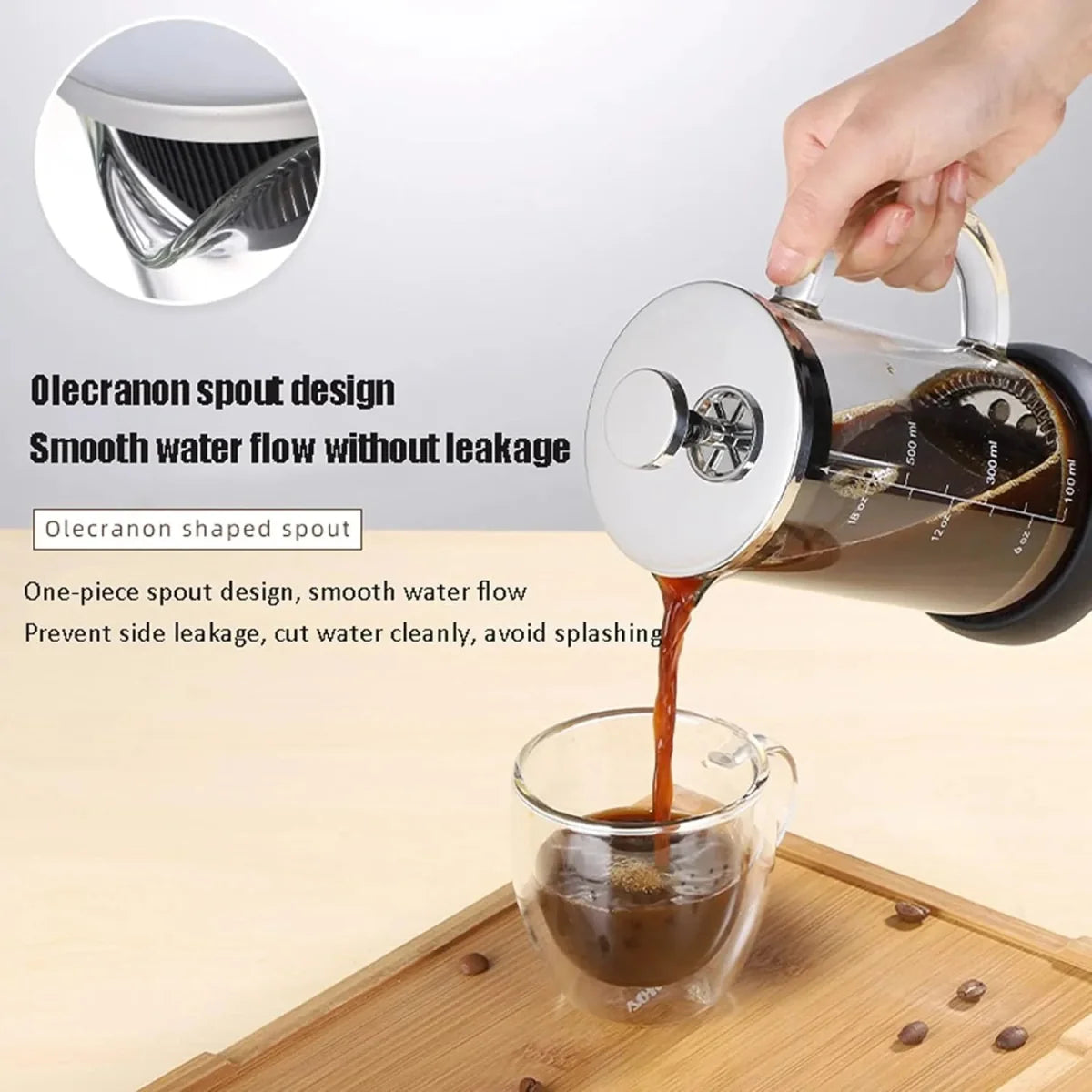 French Press Glass Coffee Maker - 1 Liter