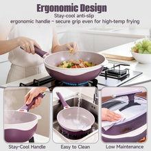 12-Inch Titanium Alloy Nonstick Pot with Lid & Steamer – Purple