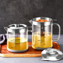 Glass Oil Pot with Stainless Steel Lid and Strainer