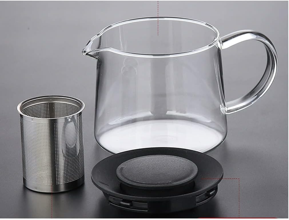 Glass Teapot with Infuser & Silicon Lid, Glass Kettle