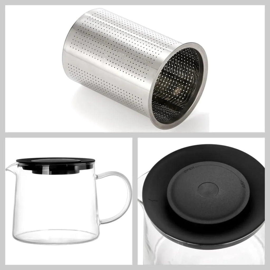 Glass Teapot with Infuser & Silicon Lid, Glass Kettle