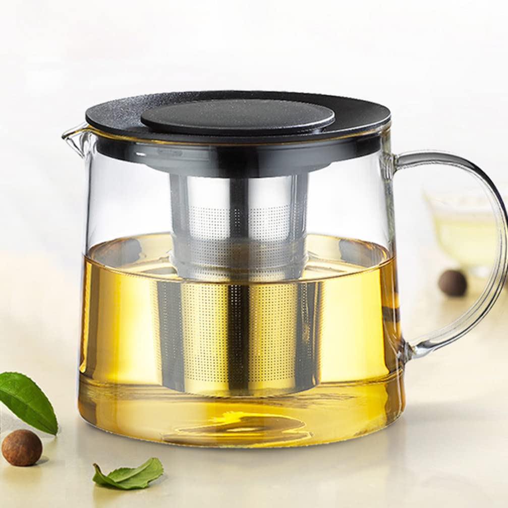 Glass Teapot with Infuser & Silicon Lid, Glass Kettle