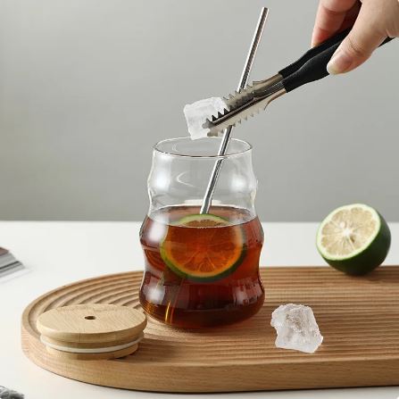 Glass Tumbler with Bamboo Lids and Glass Straw