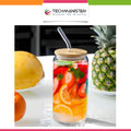 Glass Tumbler with Bamboo Lids and Glass Straw
