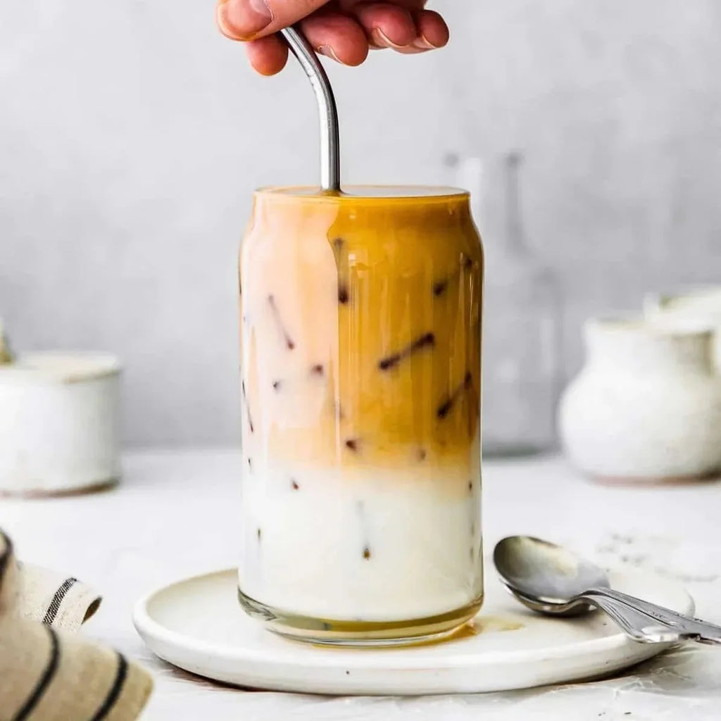 Glass Tumbler with Bamboo Lids and Glass Straw