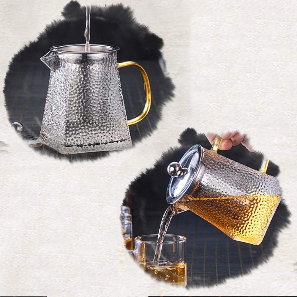 Hammered Glass Teapot with Stainless Steel Infuser