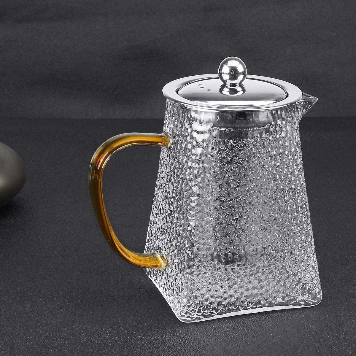 Hammered Glass Teapot with Stainless Steel Infuser
