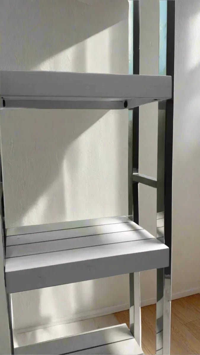 Heavy Duty Stainless Steel Rods Wooden Shelves Rack