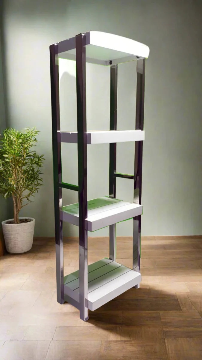 Heavy Duty Stainless Steel Rods Wooden Shelves Rack