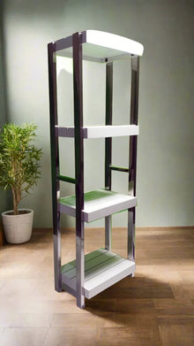 Heavy Duty Stainless Steel Rods Wooden Shelves Rack