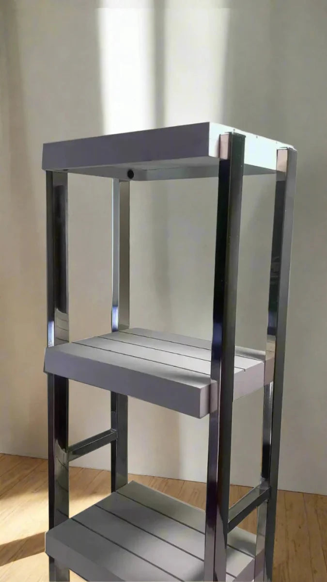 Heavy Duty Stainless Steel Rods Wooden Shelves Rack