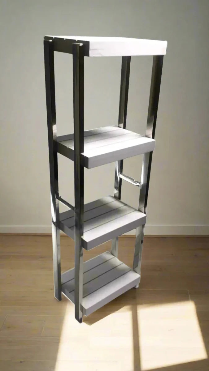 Heavy Duty Stainless Steel Rods Wooden Shelves Rack