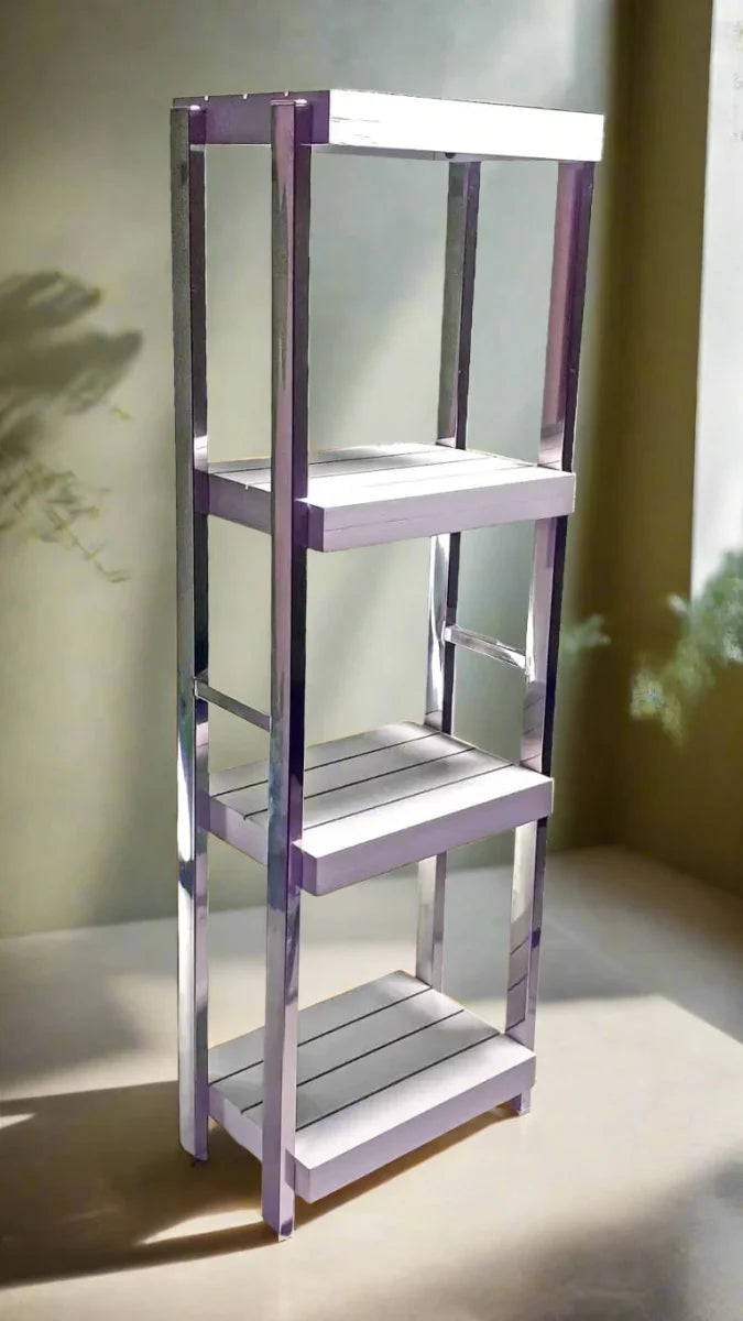 Heavy Duty Stainless Steel Rods Wooden Shelves Rack