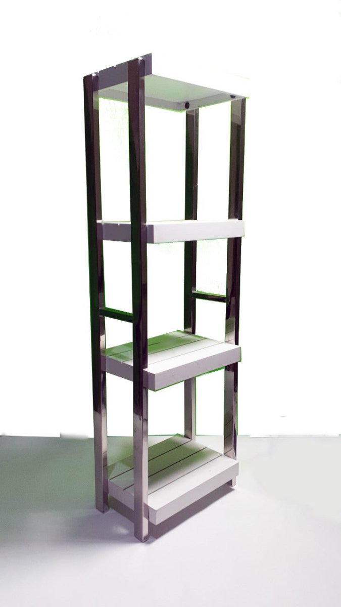 Heavy Duty Stainless Steel Rods Wooden Shelves Rack, Multipurposed Rack, Shoe Organizer, Kitchen Shelves Organizer Rack Books Shelves Rack Books Organizer, Outdoor Plant Pots Stand