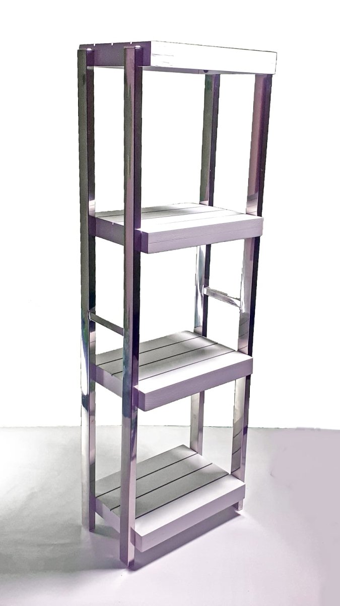 Heavy Duty Stainless Steel Rods Wooden Shelves Rack, Multipurposed Rack, Shoe Organizer, Kitchen Shelves Organizer Rack Books Shelves Rack Books Organizer, Outdoor Plant Pots Stand