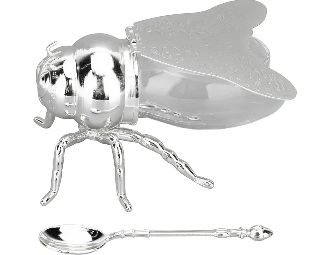 Honey Bee Shape Glass Honey Pot
