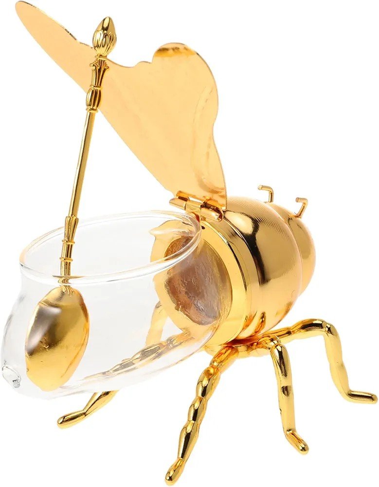 Honey Bee Shape Glass Honey Pot