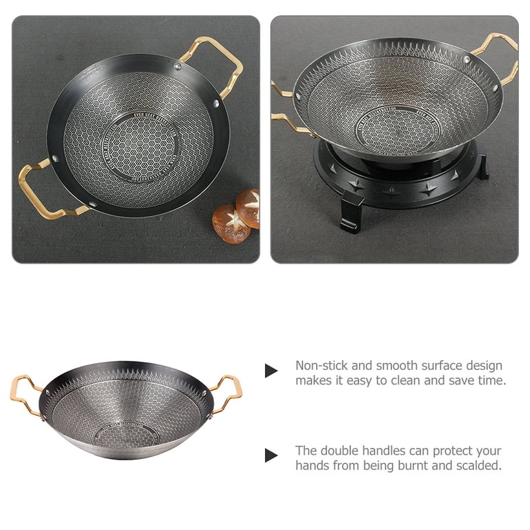 Single Sided Honeycomb Wok with Golden Handles