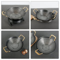 Single Sided Honeycomb Wok with Golden Handles