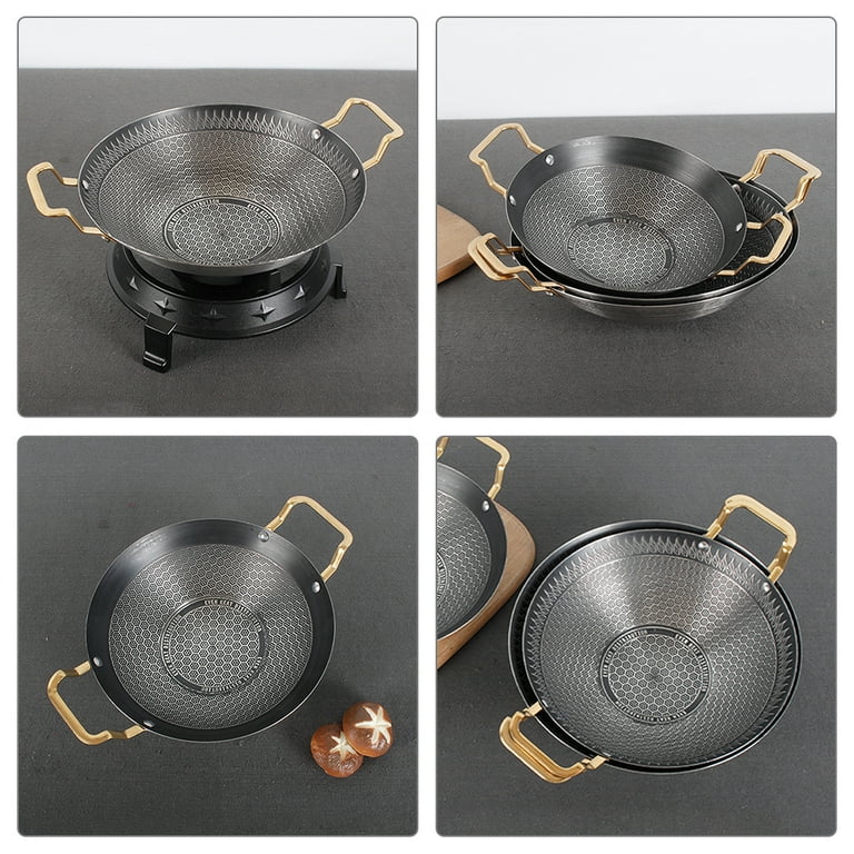 Single Sided Honeycomb Wok with Golden Handles