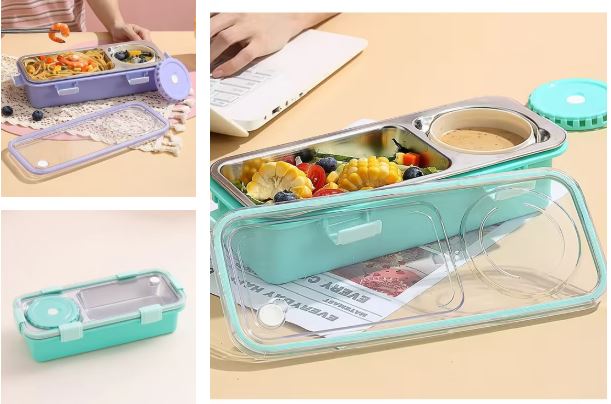 2/3 Compartment Lunch Box Stainless Steel Bento Box