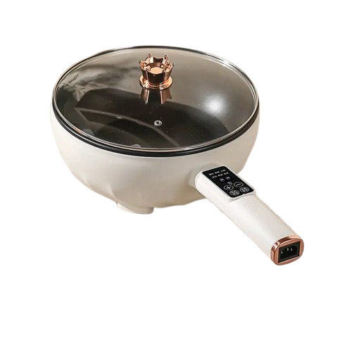 Deep Honeycomb Laser Coated Non-Stick Electric Wok/Karahi with Glass Lid