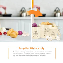 Set of 3 - Antique White Vintage Vegetable Metal Kitchen Storage Canisters – Aloo Pyaz Organiser