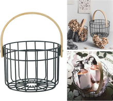 Iron Wire Egg Basket with Wooden Handle