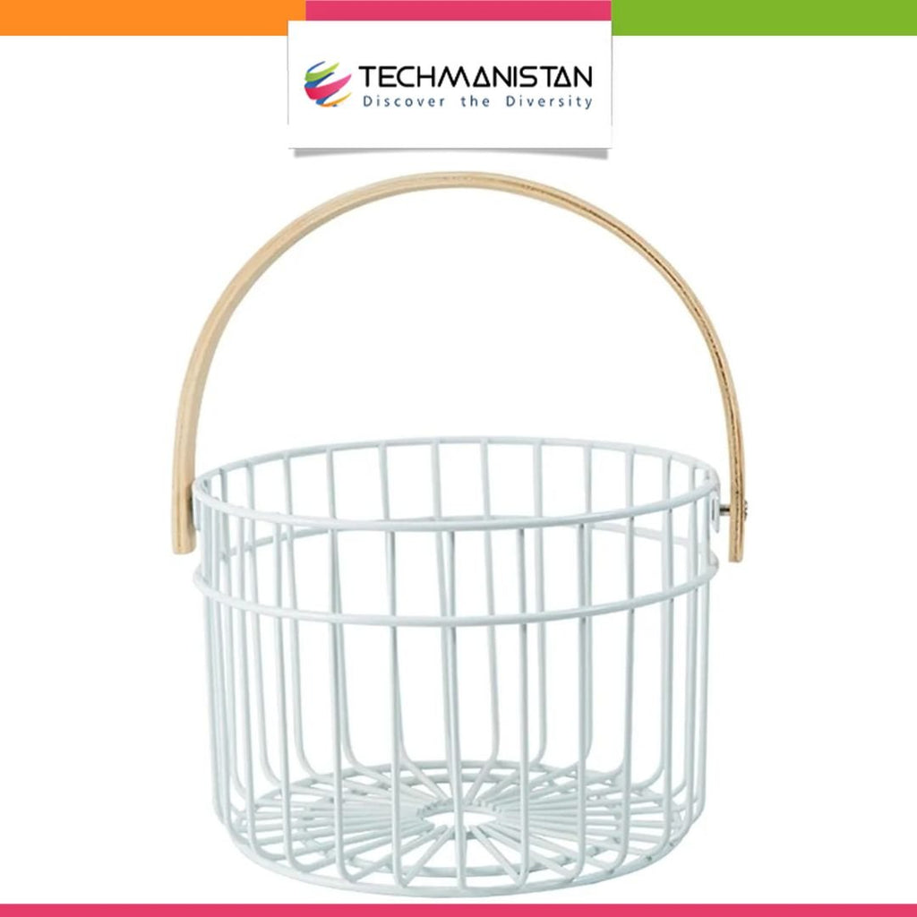 Iron Wire Egg Basket with Wooden Handle