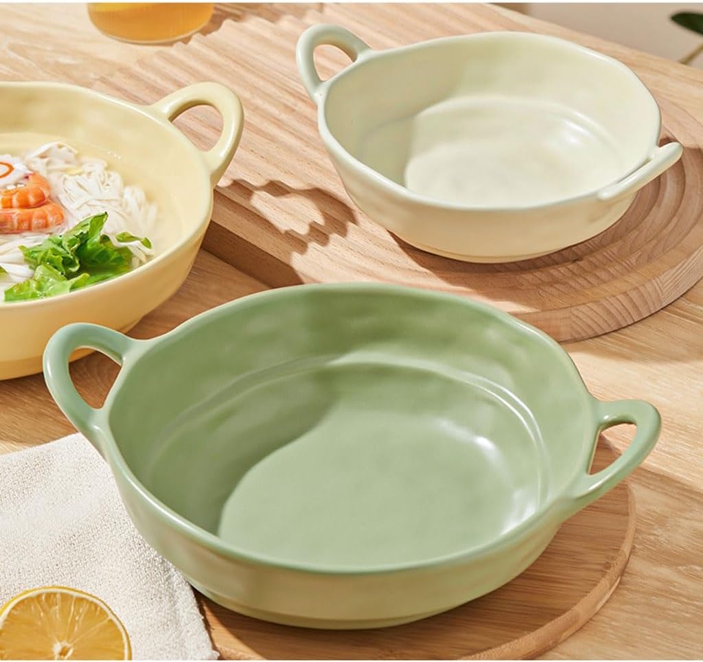 Irregular Shape Ceramic Bowl With Handles