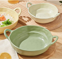 Irregular Shape Ceramic Bowl With Handles