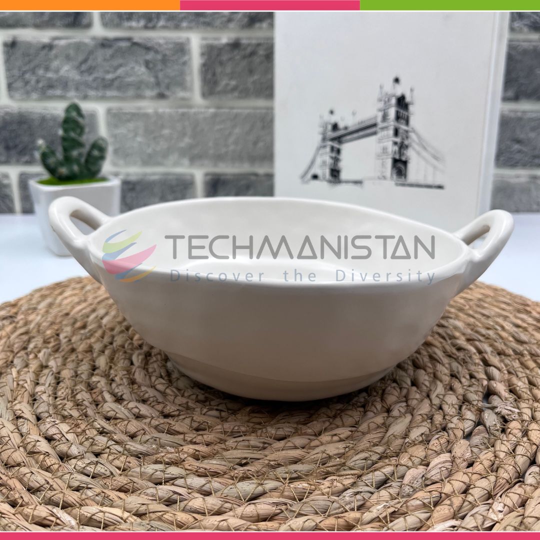 Irregular Shape Ceramic Bowl With Handles