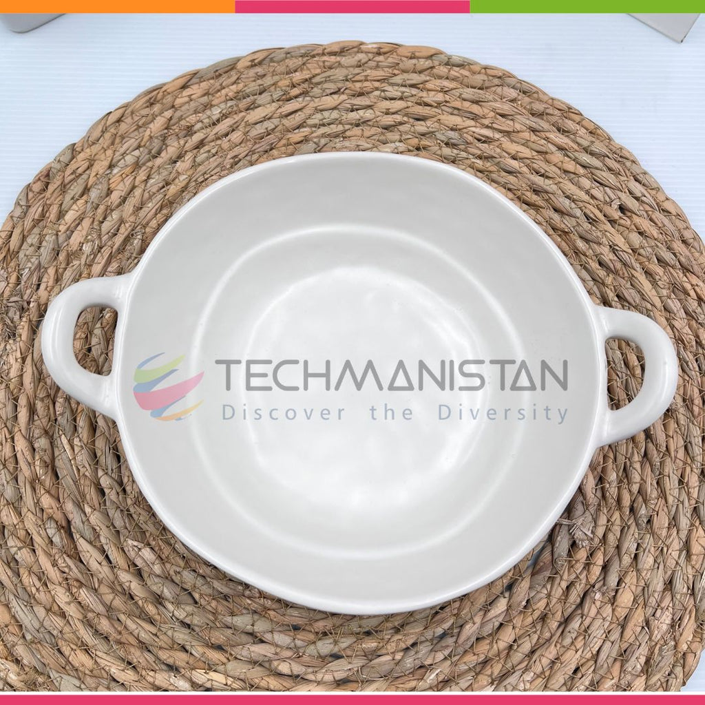 Irregular Shape Ceramic Bowl With Handles