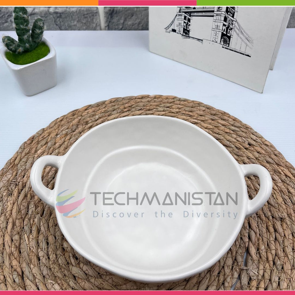 Irregular Shape Ceramic Bowl With Handles