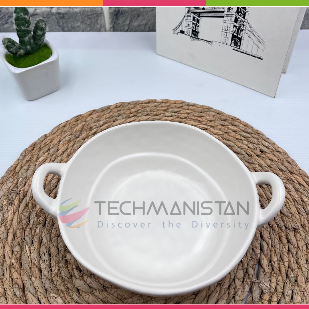 Irregular Shape Ceramic Bowl With Handles
