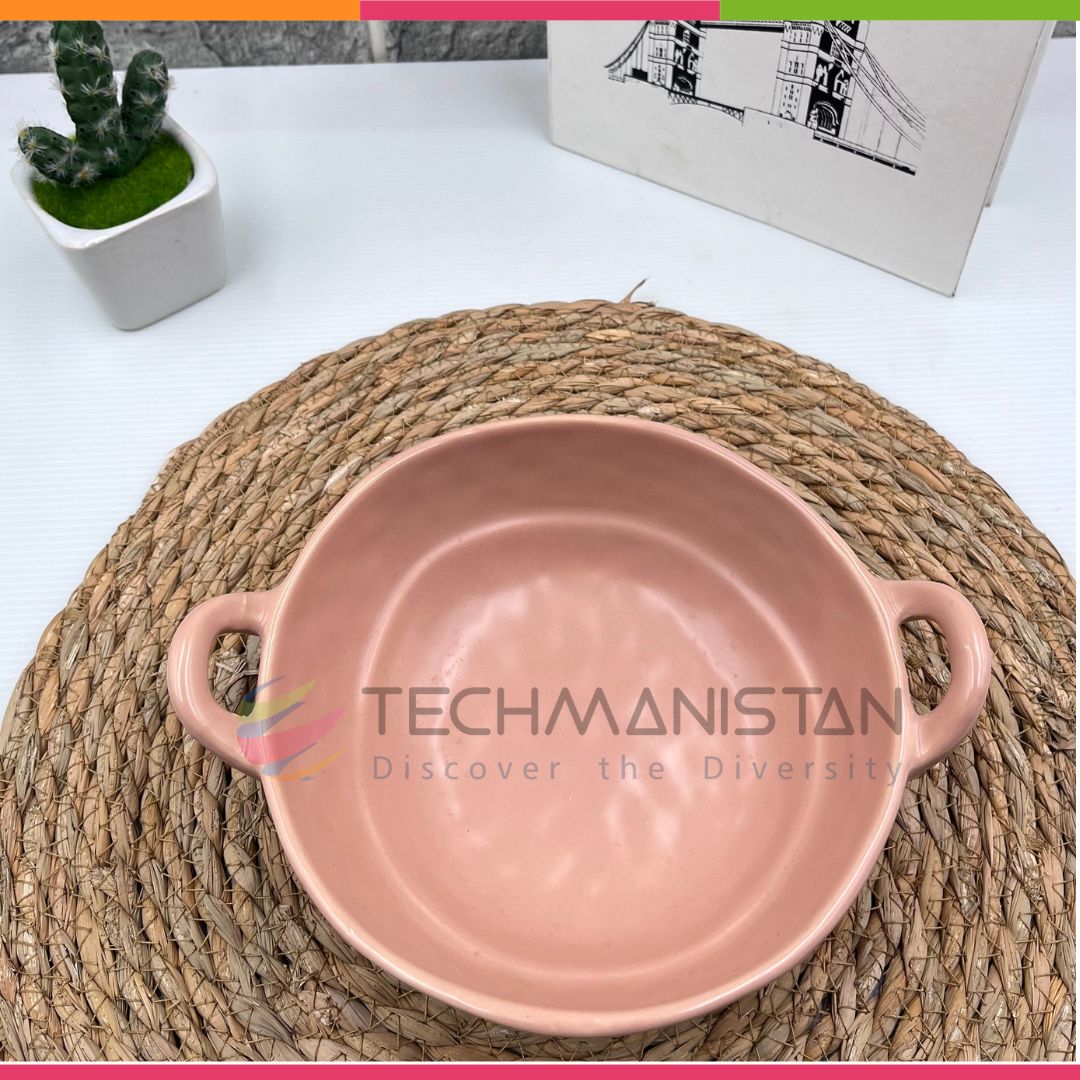 Irregular Shape Ceramic Bowl With Handles