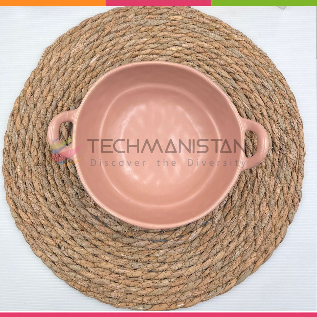 Irregular Shape Ceramic Bowl With Handles