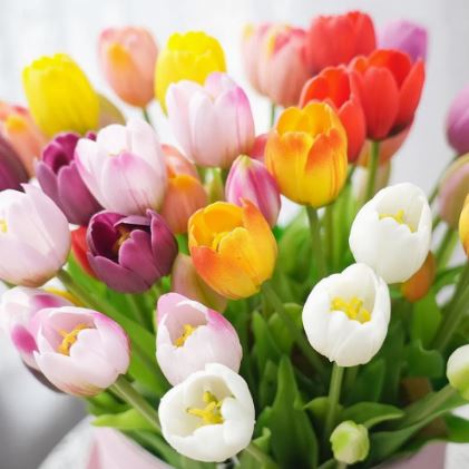 Mixed Colors Artificial Tulips Bunch