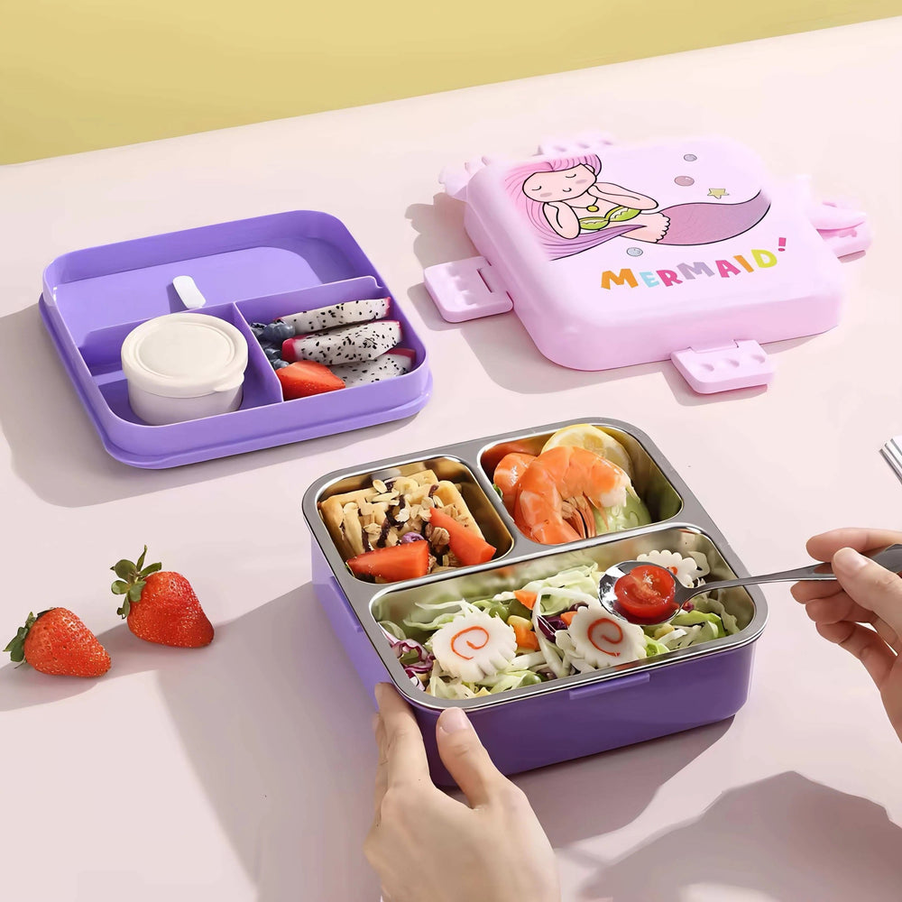 Mermaid Themed 3 Compartment Stainless Steel Bento Box