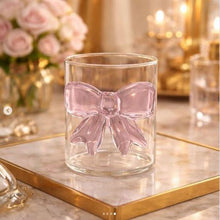 1Pc - Clear Glass Cup with Pink Bow Design