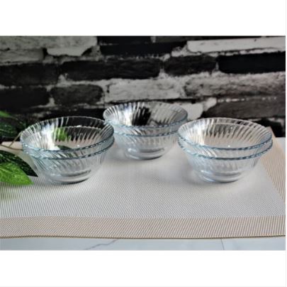 Set of 6 Diamond Fruit Bowls Clear Glass Dessert Bowl