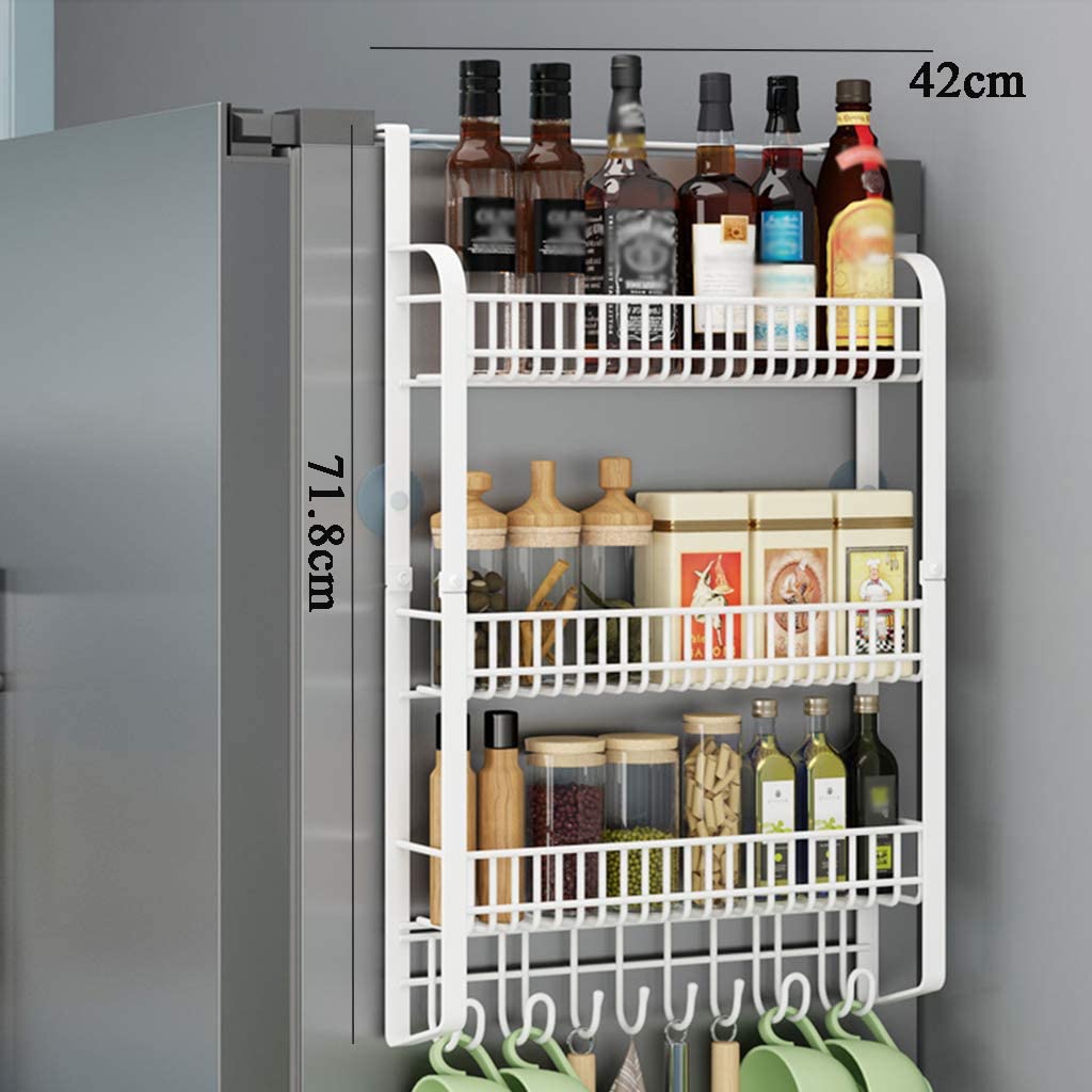 Kitchen Refrigerator Side Rack, 3 Tier Storage Rack, Fridge Spice Rack Refrigerator Rack Side Shelf Refrigerator Shelf, Fridge Side Rack, 3 Tier Kitchen Spice Rack, Organizer