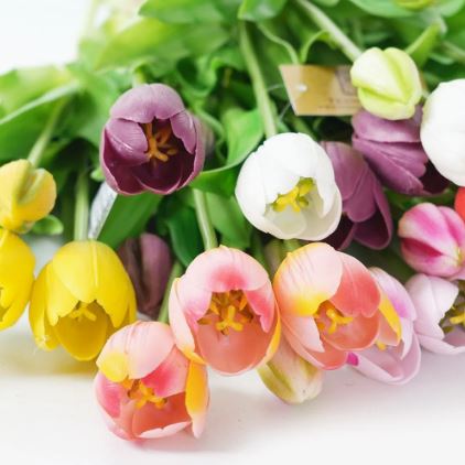 Mixed Colors Artificial Tulips Bunch