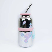 Random Color Water Bottle with Stainless Steel Straw and Silicone Lid