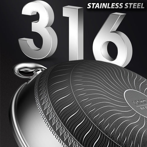 Double Sided Honeycomb Laser Coated Deep Wok With Dual Handles & Lid