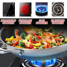 Double Sided Honeycomb Laser Coated Deep Wok With Dual Handles & Lid