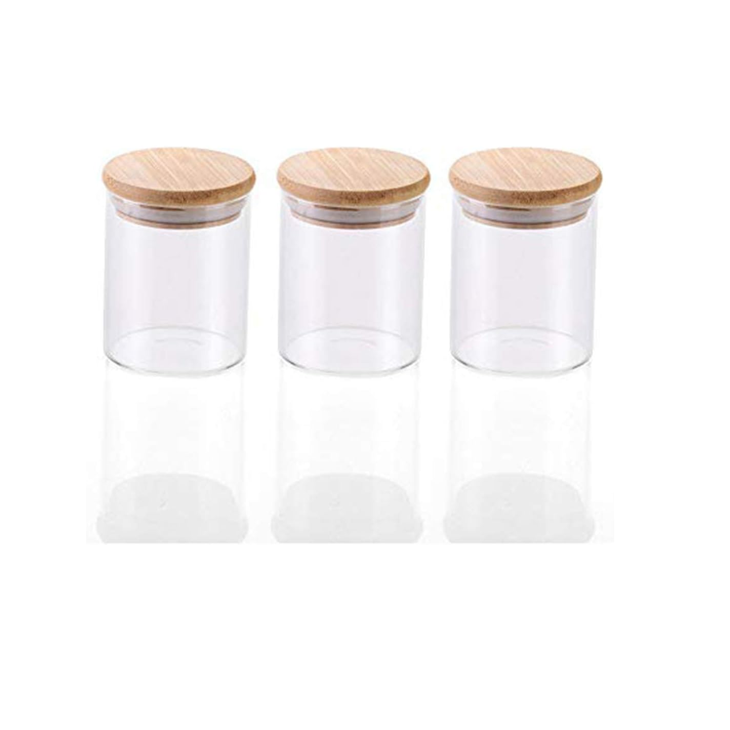 Pack of 3 - 250ml Airtight Glass Jar with Bamboo Lid
