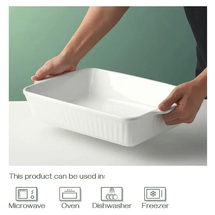Long Ceramic Serving Tray with Handles